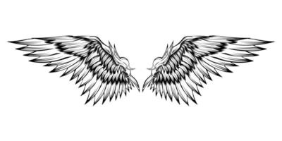 tatuaje tribal de alas de ángel vectorial vintage