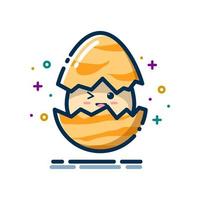 ilustración de escotilla de huevo con una expresión de sonrisa. eclosión de huevo sonriente. el bebé sonríe en un caparazón y guiña vector