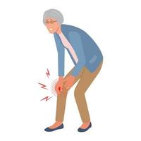 Elderly person with knee pain. vector