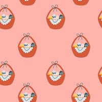 Vector seamless simple pattern with easter egg basket. Orthodox Easter holiday colorful background for printing on fabric, paper for scrapbooking, gift wrap and wallpapers.