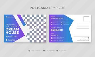 Real estate postcard template or social media design for business vector