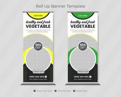 Restaurant or food burger roll up banner template and pull up menu design pro download vector
