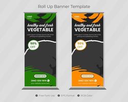 Roll up banner template with restaurant pull up cover design pro download vector