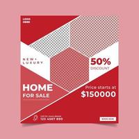 Real estate house property post or square sale banner template design for business company vector