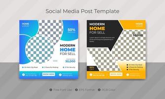 Real estate house property post or square social media sale banner template design for business company vector