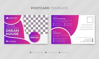 Professional digital company real estate postcard template or social media design for business agency vector