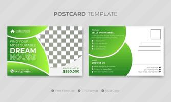Professional digital company real estate postcard template or social media design for business agency