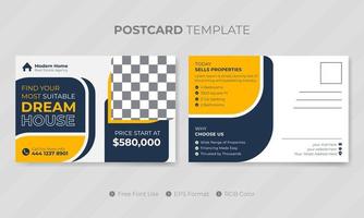 Real estate postcard template or social media design pro download vector