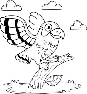 animals coloring book alphabet. Isolated on white background. Vector cartoon falcon bird.