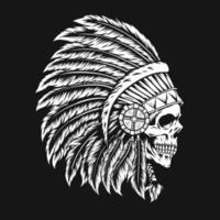 indian skull black and white version vector