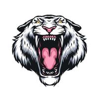 white tiger head drawing illustration vector