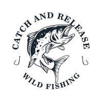 logotipo de pesca salvaje, captura y liberación vector