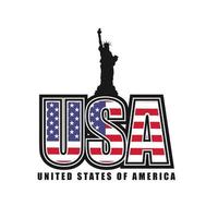 diseño de logotipo de estados unidos con estatua de la libertad vector
