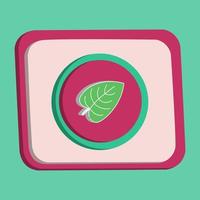 3D leaf icon button vector and magnifying glass with turquoise and pink background, best for property design images, editable colors, popular vector