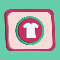 Vector de botón de icono de camiseta 3d y lupa con fondo turquesa y rosa, mejor para imágenes de diseño de propiedad, colores editables, vector popular