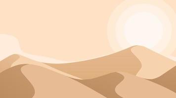 sand dune landscape illustration with blazing sun vector