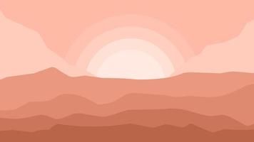 abstract landscape illustration with bright sunset light vector