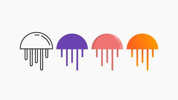 set of simple jellyfish vector logos with various design styles
