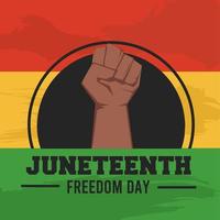 hand fist poster on red, yellow and green background for june independence day commemoration vector