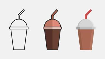 drink flat vector icon set with straw for drink product or menu elements