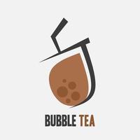 logotipo de vector de té de burbujas minimalista plano para identidad de tienda o diseño de menú