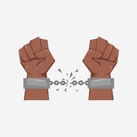 black hand illustration breaking handcuffs suitable for freedom day design elements vector