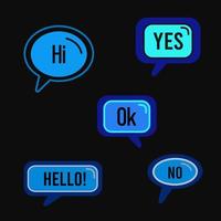 Set of speech bubbles. Trendy speech bubbles set in flat design with short messages. Cartoon balloon word design. vector