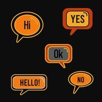 Set of speech bubbles. Trendy speech bubbles set in flat design with short messages. Cartoon balloon word design. vector