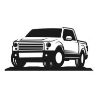 Ilustración de vector de silueta de recogida de coche. bueno para el logotipo de la industria automotriz, de entrega o de transporte. sencillo con color gris oscuro