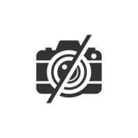 No camera, or no photo allowed sign. The flat icon crossed-out. good for icon sticker message. flat design with grey color vector