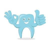 dental protection cartoon vector illustration with smile face and OK and thumbs up hand, good for dental health care. flat color style