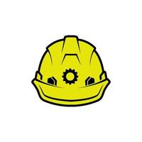 yellow safety helmet vector illustration. hard hat safety worker. flat color style