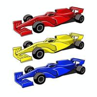 ilustración de vector de coche de fórmula 1, apto para temas de carreras. estilo dibujado a mano de color plano