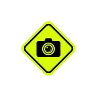 Camera or photo allowed with yellow square sign.good for icon sticker message. flat design with yellow and black color vector