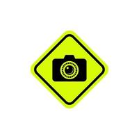 Camera or photo allowed with yellow square sign.good for icon sticker message. flat design with yellow and black color vector