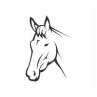 ilustración de arte de línea vectorial de cabeza de caballo. deporte ecuestre, o símbolo fuerte. perfecto para la empresa de granja de animales. vector