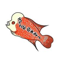 ilustración de vector de pescado de cuerno de flor. estilo dibujado a mano