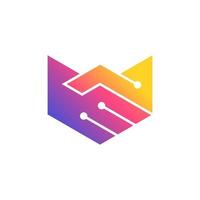 handshake vector abstract logo. deal symbol. gradient color style