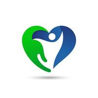 people heart hand care vector. potential for charity, healthcare symbol. gradient color style vector