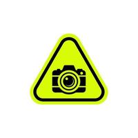 Camera or photo allowed with yellow triangle sign.good for icon sticker message. flat design with yellow and black color
