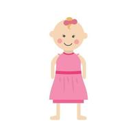 Girl Standing Flat Multicolor Icon vector