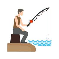 pesca, plano, multicolor, icono vector