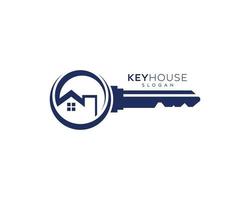 Abstract key house logo design-key house with window vector logo design