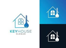 Abstract key house logo design, window, key house, key home vector logo design