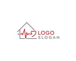 diseño de logotipo de atención médica, logotipo de vector médico de salud, amor en el hogar con diseño de logotipo de vector de atención médica