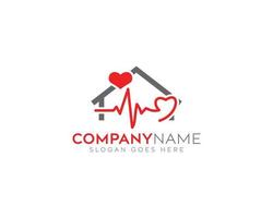 diseño de logotipo de atención médica, logotipo de vector médico de salud, amor en el hogar con diseño de vector de atención médica