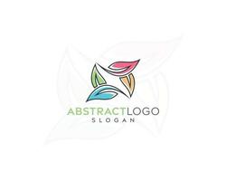 diseño de logotipo de vector de cadena de hoja de colores abstractos, diseño de logotipo de hoja de varios colores