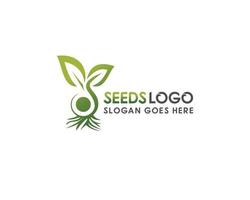 Green Fresh Seeds logo design-natural seed logo design, colorful seeds vector