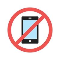 No Cell Phones Flat Multicolor Icon vector