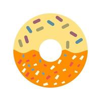 Cream Doughnut Flat Multicolor Icon vector